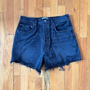 Agolde Black Jean Shorts High-Waisted Frayed Hem